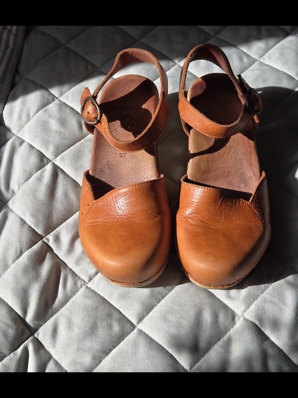 Dansko Tan Leather Mary Jane Clogs